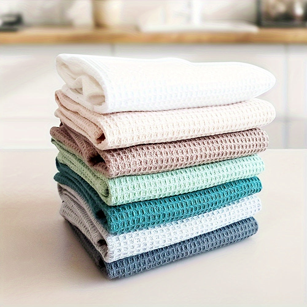 Ultra Absorbent Waffle Weave Cotton Dish Towels Set for Kitchen Cleaning and Drying