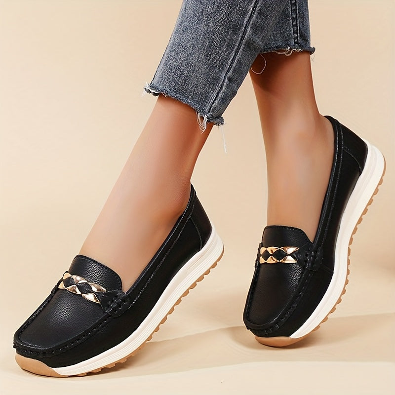 Women's Slip-On Moccasin Shoes with Sequin Embellishments and Non-Slip Soles
