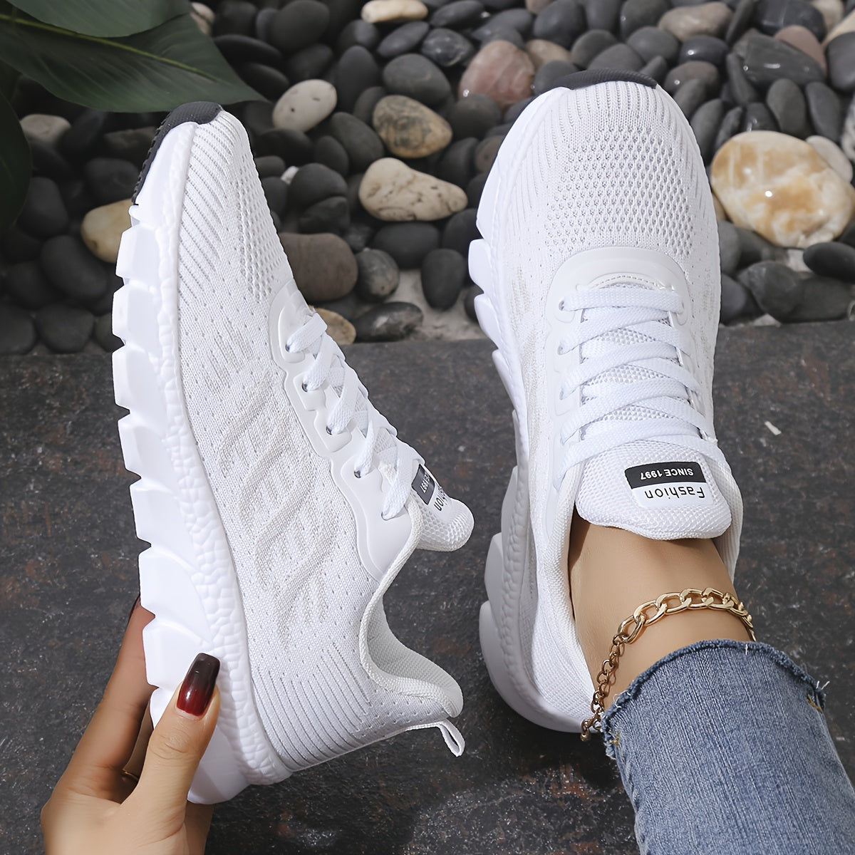 Women's Lightweight Running Sneakers Breathable Knit Non-Slip EVA Shoes