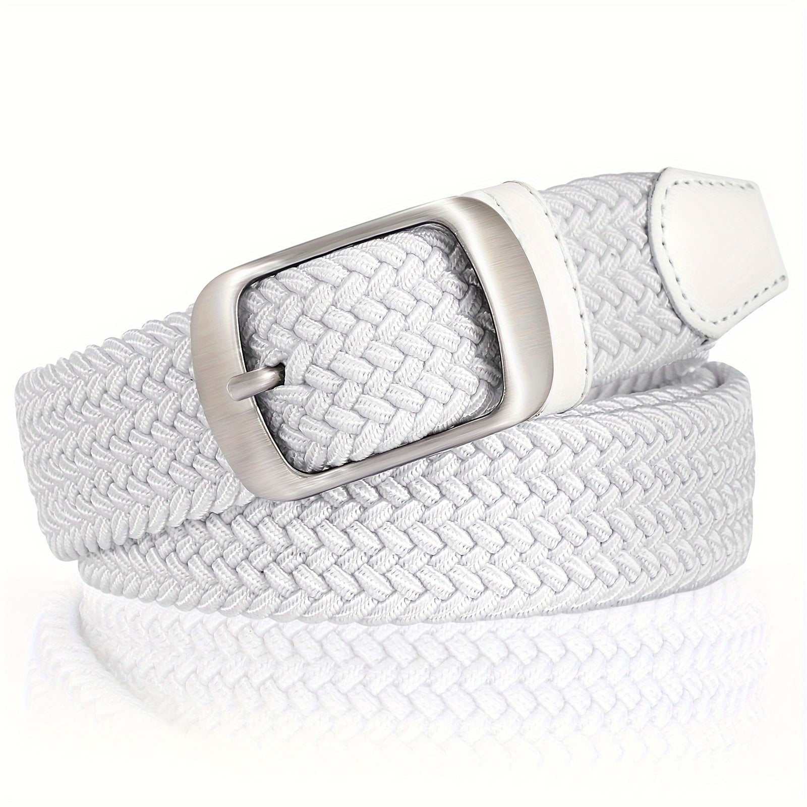 Unisex Solid Color Braided Belt with Pin Buckle for Casual Jeans