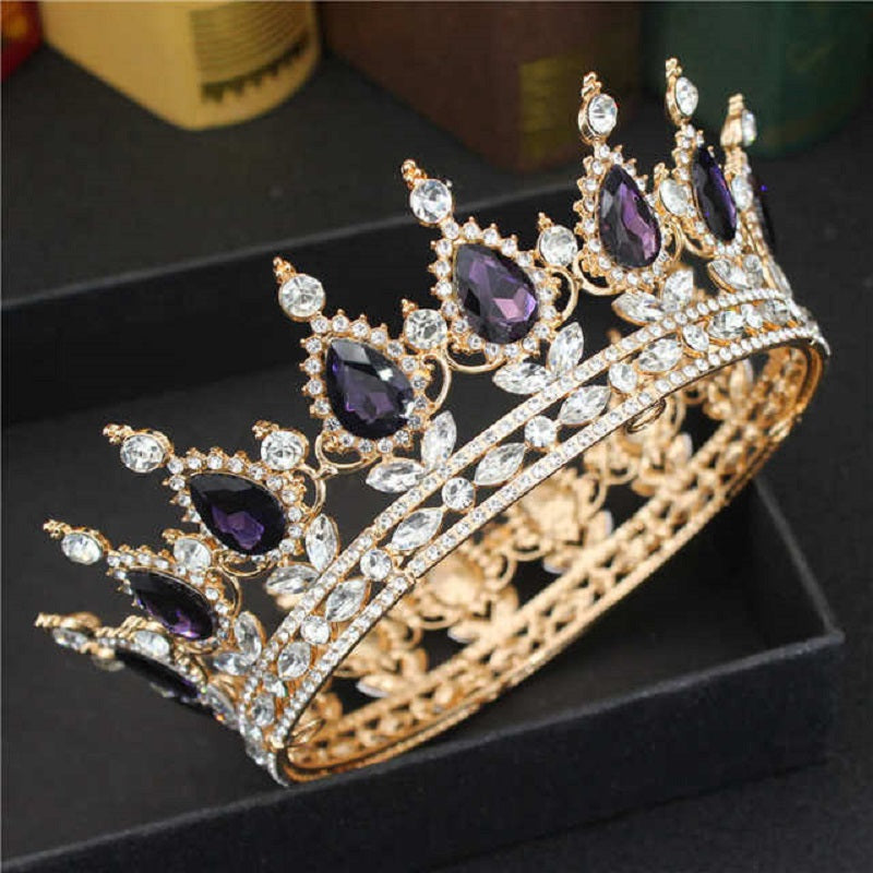 Wedding Crown for Women and Girls Rhinestone Gold Baroque Queen Tiara Bridal Headpiece