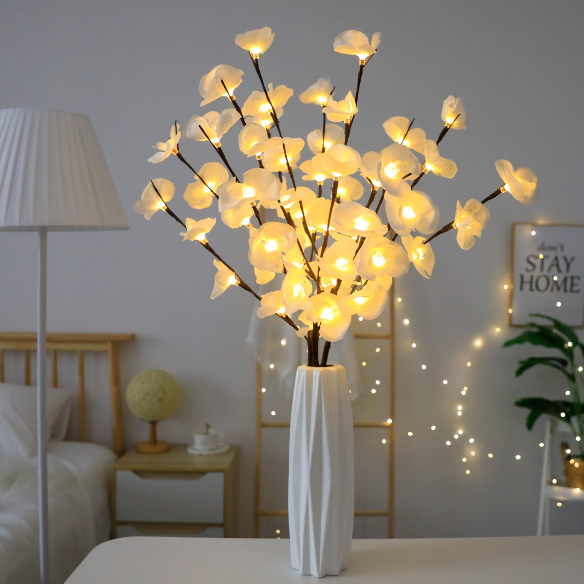 White LED Phalaenopsis Tree Light Battery-Operated Indoor Decor
