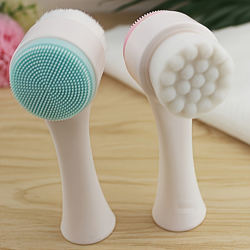 Unisex Silicone Face Cleanser Dual Soft Brushes Exfoliating Massager Fragrance-Free
