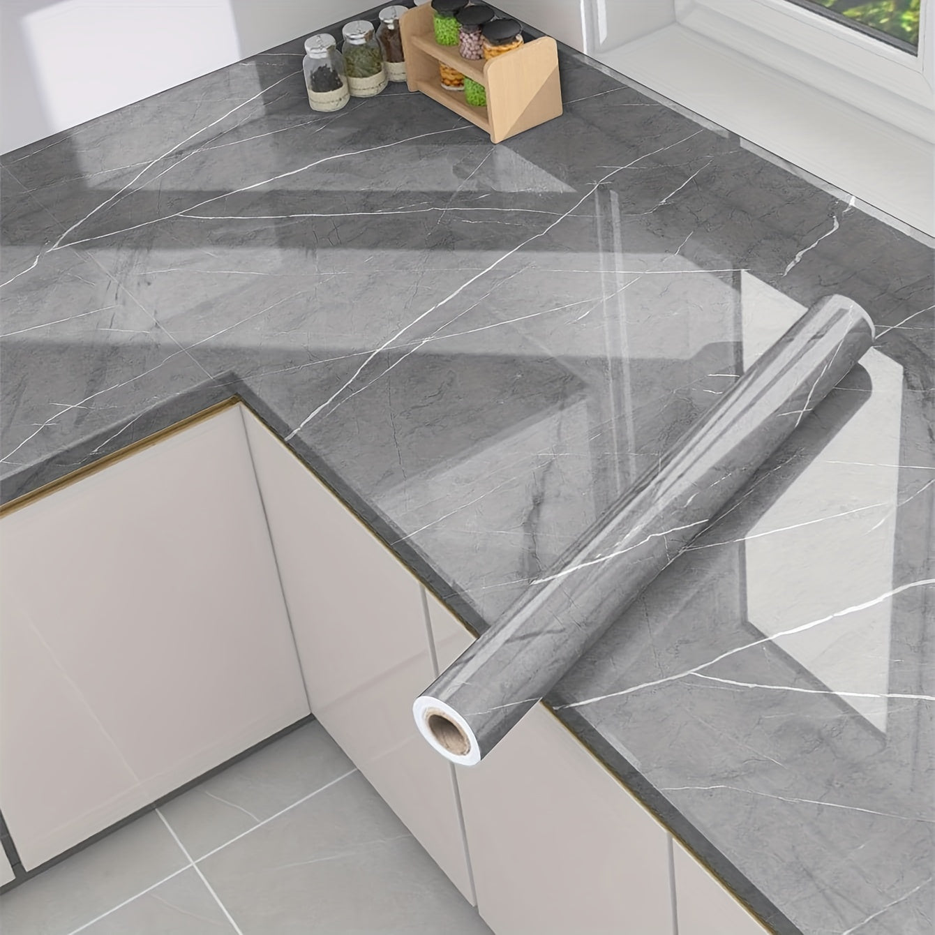 Self-Adhesive Waterproof Marble Wall Stickers for Kitchen Bathroom Renovation