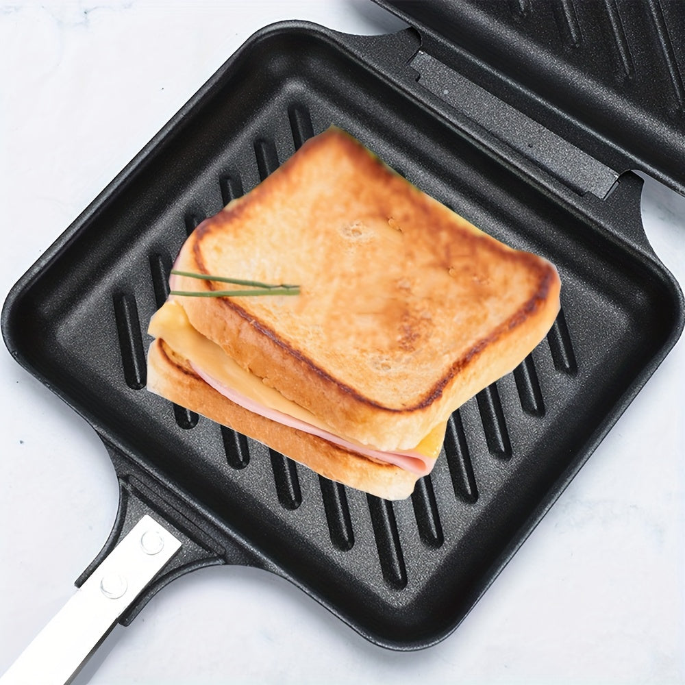 Stovetop Sandwich Maker Non-Stick Plates for Gas and Induction Stoves Black