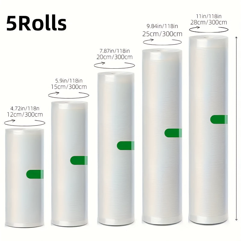 5-комплект портативных текстурированных пакетов для вакуумных запаивателей с односторонней сеткой для хранения продуктов