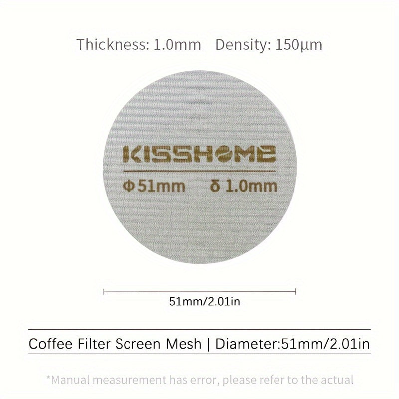 316 zanglamas po'latdan yasalgan qayta ishlatiladigan espresso puck ekran, issiqqa chidamli, 51mm, 53.5mm va 58.5mm diametrlarida mavjud. Breville mashinalari va 51mm, 54mm, va 58mm portafilterlar bilan mos keladi. Qahva aksessuarlarini o'z ichiga oladi.