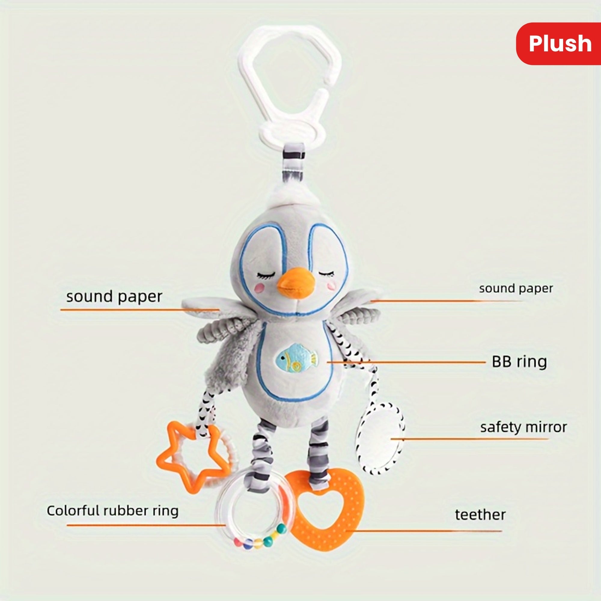 Cute Animal Plush Toy for Babies Nursery Car Seat Stroller Soft Stuffed Animal Gift