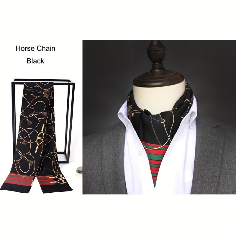 Men's Vintage Twill Scarf with Printed Double Layer for Business and Casual Wear