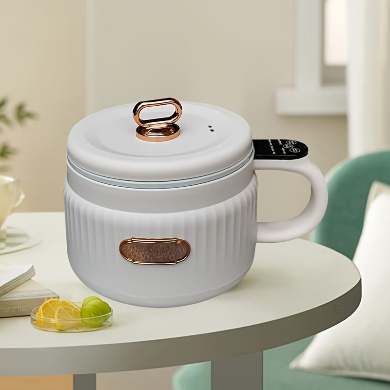 Olla eléctrica mini de 1.6L con temporizador, interior de cerámica, sin humo, antiadherente, portátil