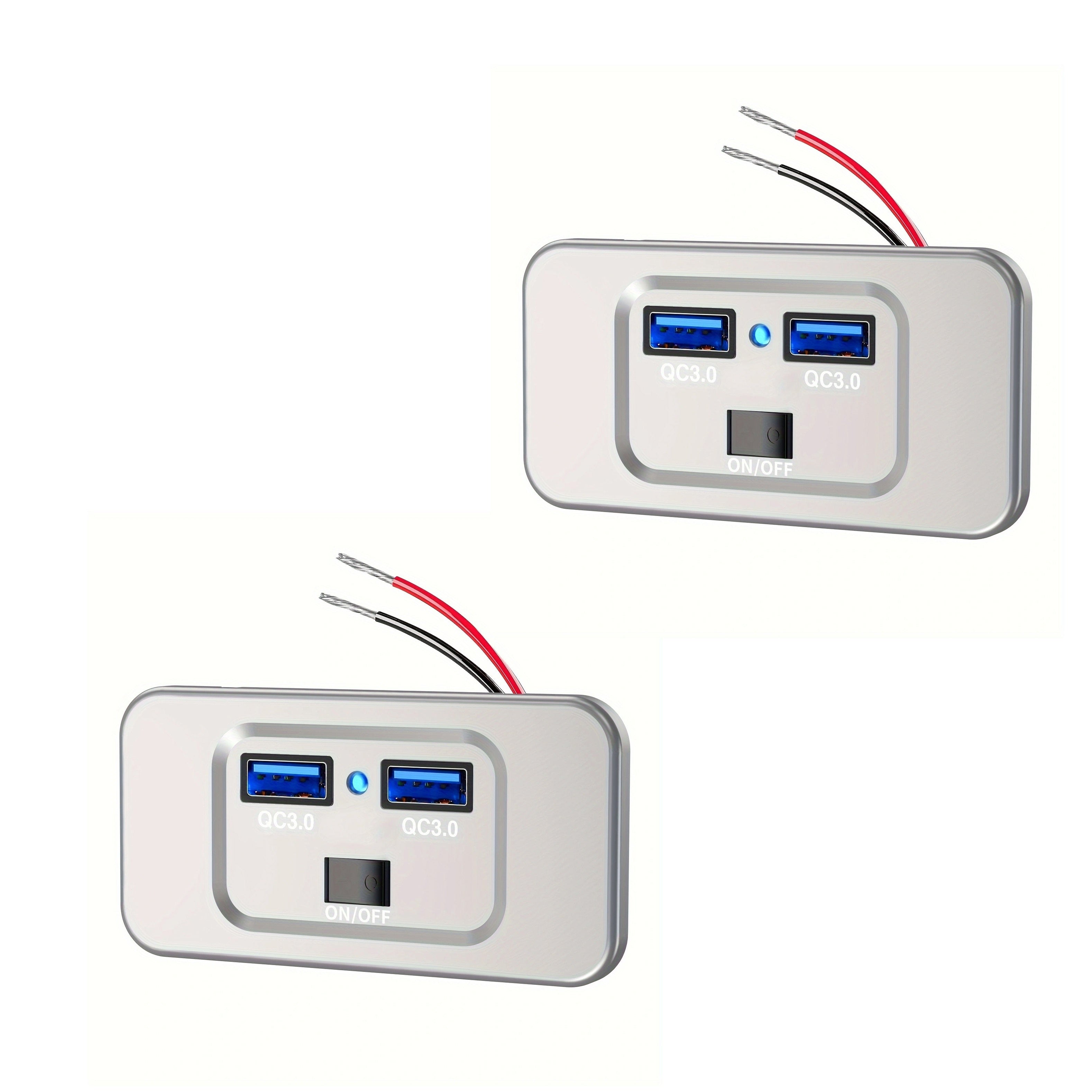 12V RV USB Outlet Wall Mount with PD3.0 and Quick Charge for Marine Truck