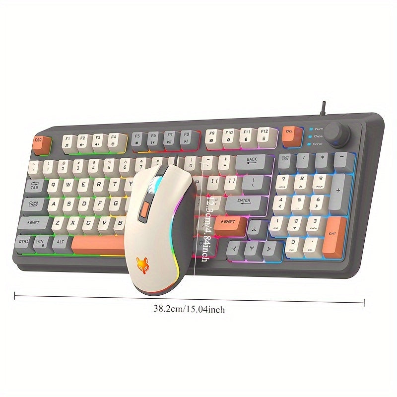 94-Key Mechanical Gaming Keyboard and Mouse Combo RGB Backlit Wired Lightweight