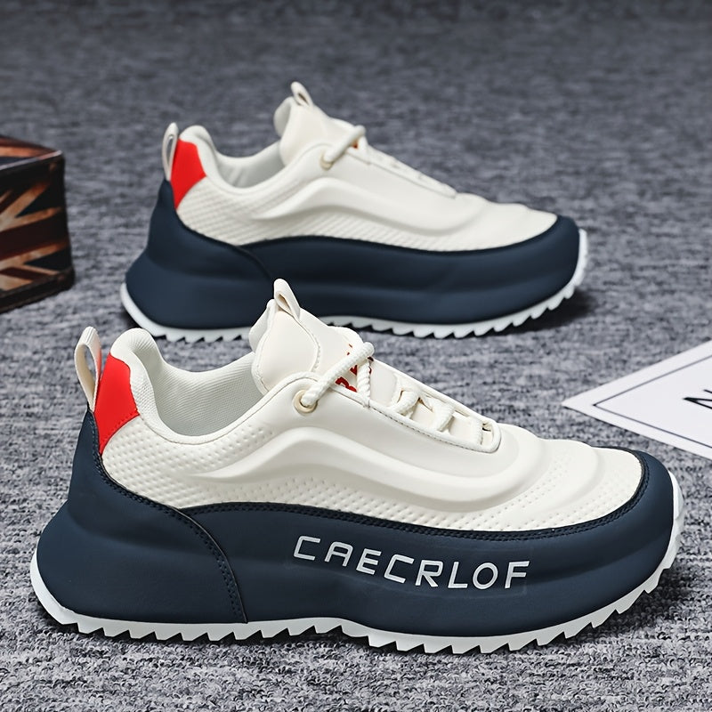 Men's Casual Sneakers Navy Blue White Red Breathable Mesh Non-Slip Low Top Running Outdoor