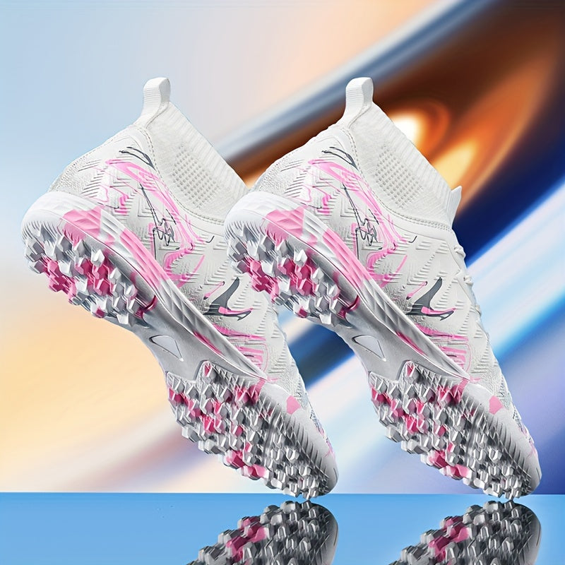 Men's Soccer Cleats Lace Closure PU Upper Rubber Sole All-Season Sports Shoes