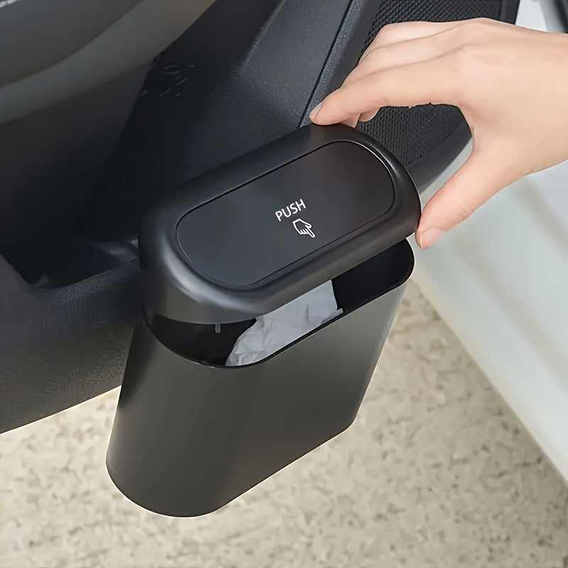 Black Automatic Trash Can with Leak-Proof Compact Design for Car and Home