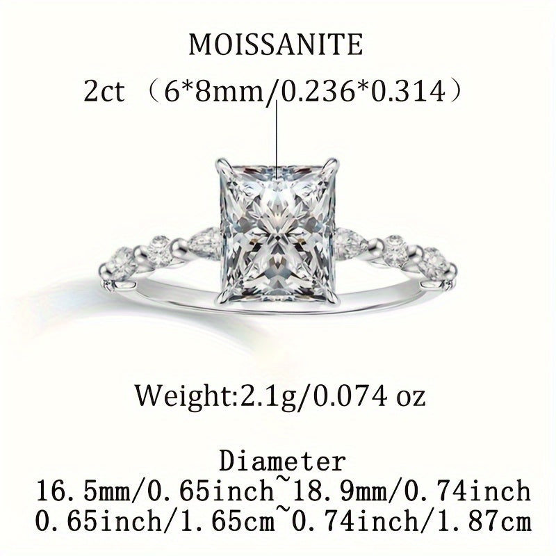 Women’s Boho Style 2 Carat Moissanite Engagement Ring Sterling Silver Wedding Jewelry