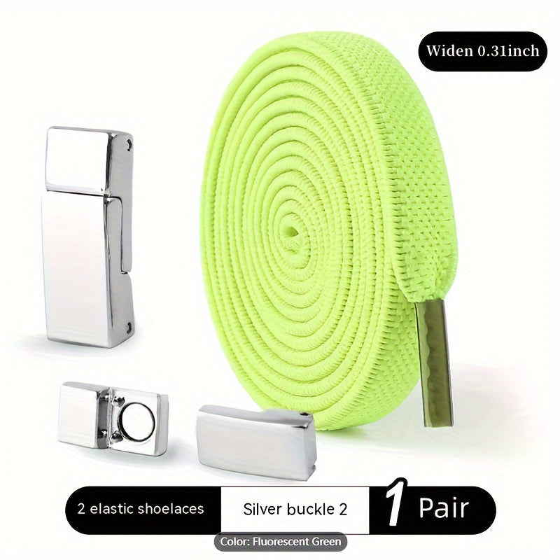Unisex Elastic No-Tie Shoelaces with Magnetic Buckle Lightweight Polyester