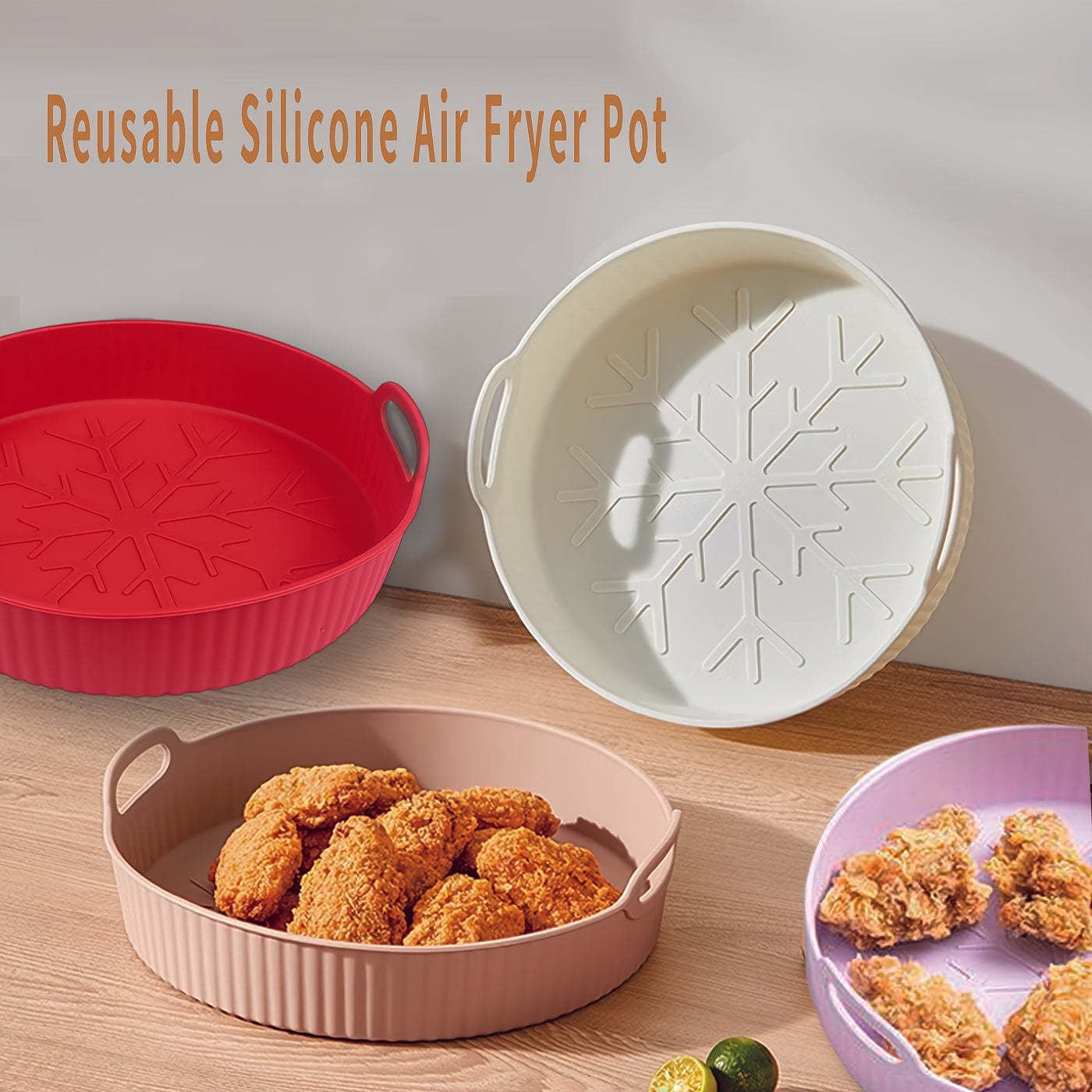 FROVEN silikon havo fritöre linerlari, 22.86 sm doira o'lchamida, 3 dona qayta ishlatiladigan qalin qozon linerlari, doira havo fritörelar uchun, Ninja, COSORI, DASH, Chefman, Instant va boshqalar bilan mos keladi - Havo fritöre liner aksessuarlar