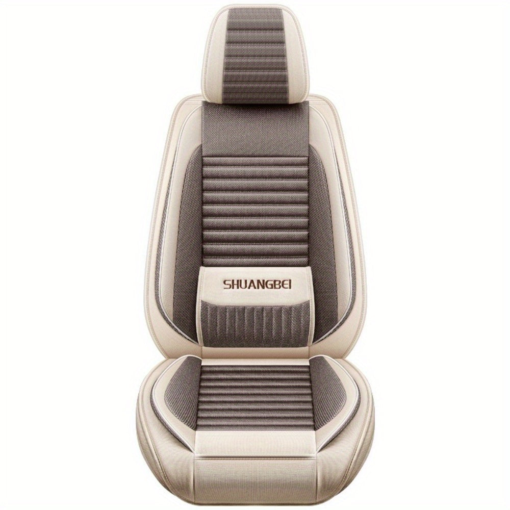 Универсальный чехол на сиденье автомобиля из льна для полного покрытия, четырех сезонов, с поддержкой поясницы