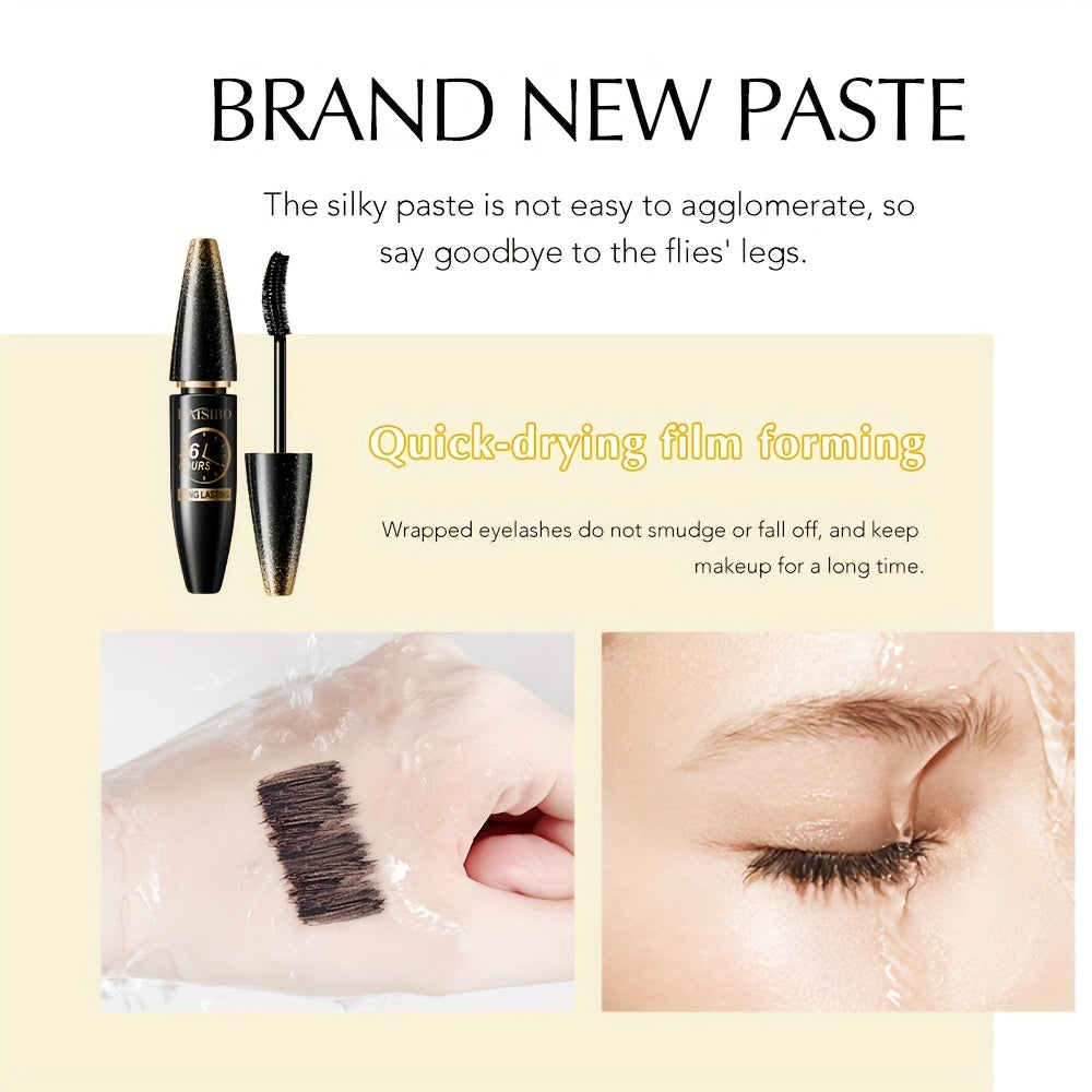 Máscara a prueba de agua para mujer, alargadora y rizada 8D, negra, de larga duración