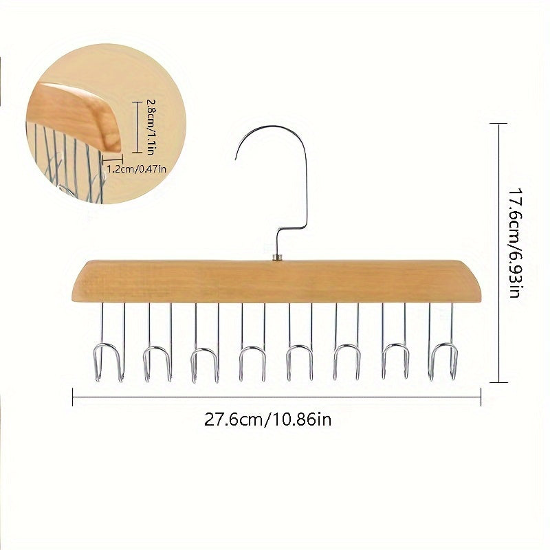 Perchero de madera con 8 ganchos, organizador de armario giratorio de 360° para sujetadores, corbatas, bufandas