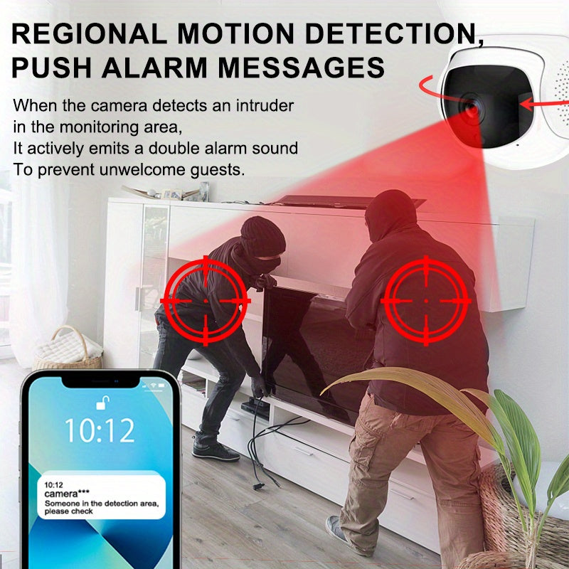 HD 1080P Indoor Security Camera Wireless WiFi Auto Tracking Sound Detection Alarm Push USB Powered