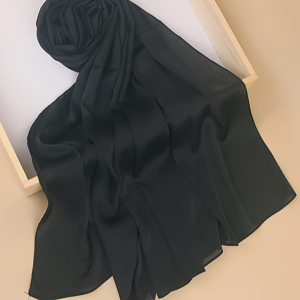 Pañuelo de cabeza clásico plisado de color sólido para uso casual, viaje y actividades al aire libre