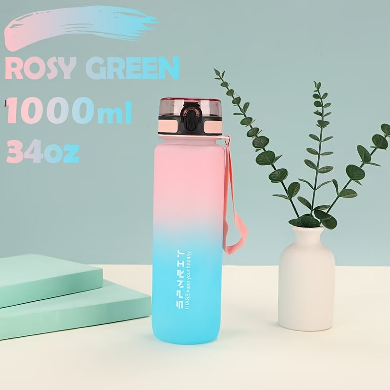 Gradient Water Bottle 750ml 1000ml Leak-Proof BPA-Free Plastic for Outdoor and Home Use