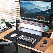 Large XXL Felt and PU Leather Gaming Mouse Pad Waterproof Non-Slip Oblong Edge Stitch