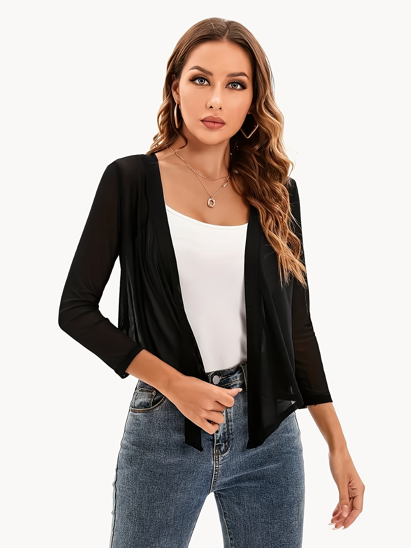 Women's Polyester Shawl Cardigan Open Front Breathable Lightweight Sun Protection