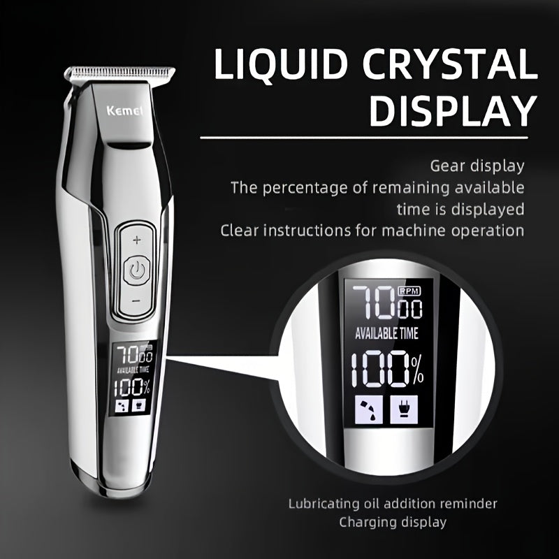 Professional Hair Clipper KM-5027 Quiet LED Display Dual Charging Lithium Battery USB Rechargeable Ergonomic