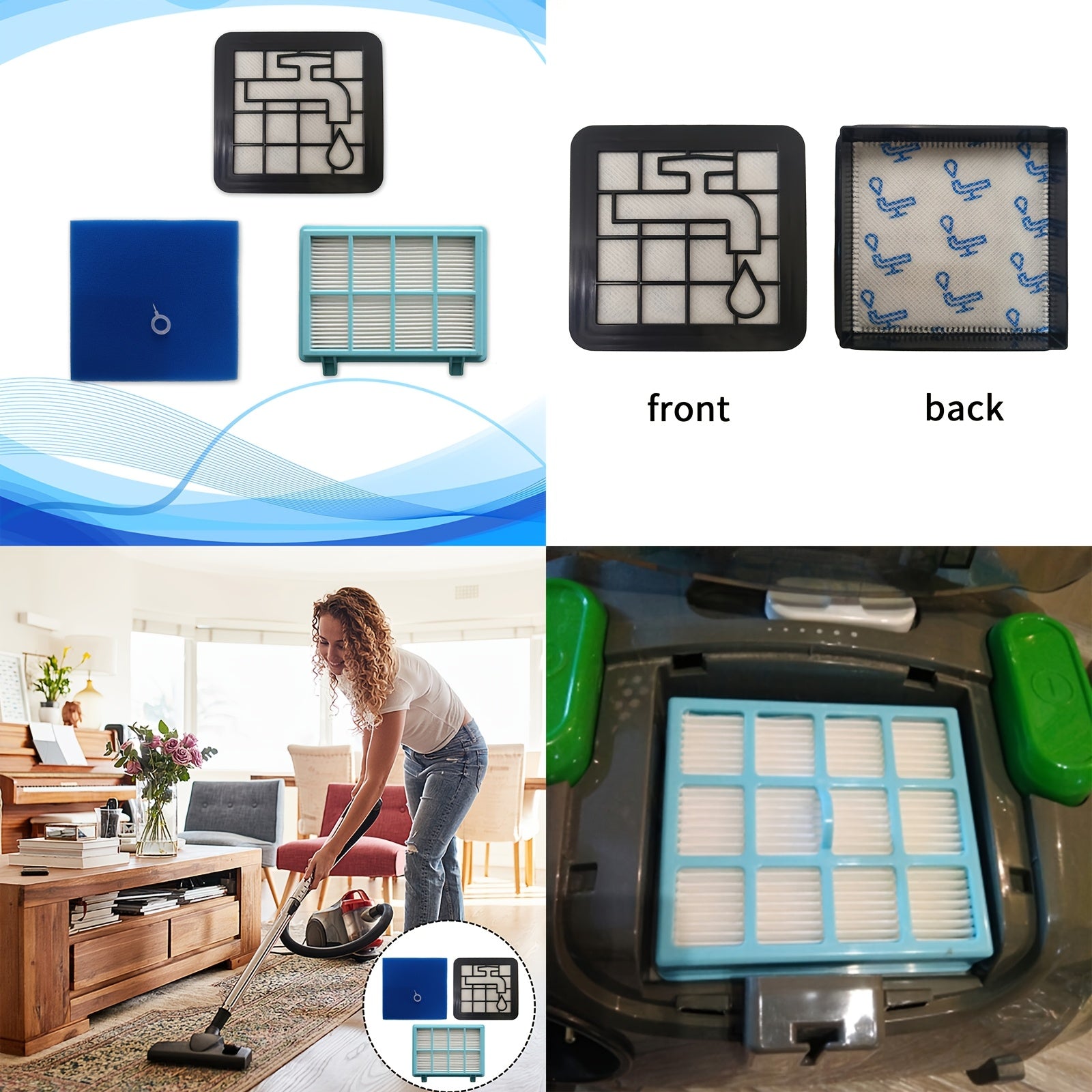 Washable Vacuum Cleaner Filter for Philips FC9331 FC9332 FC8010 01