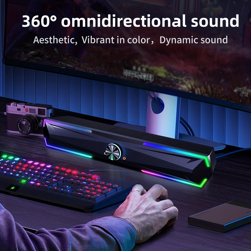 4D Surround Soundbar for PC Wireless Stereo RGB LED Gaming Home Theater