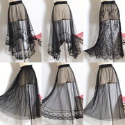 Victorian Gothic Sheer Tulle Skirt with Lace Petticoat for Women