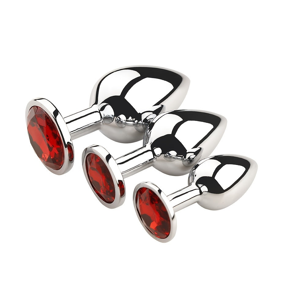 Red Gem Base Metal G-Spot Anal Plug for Adults