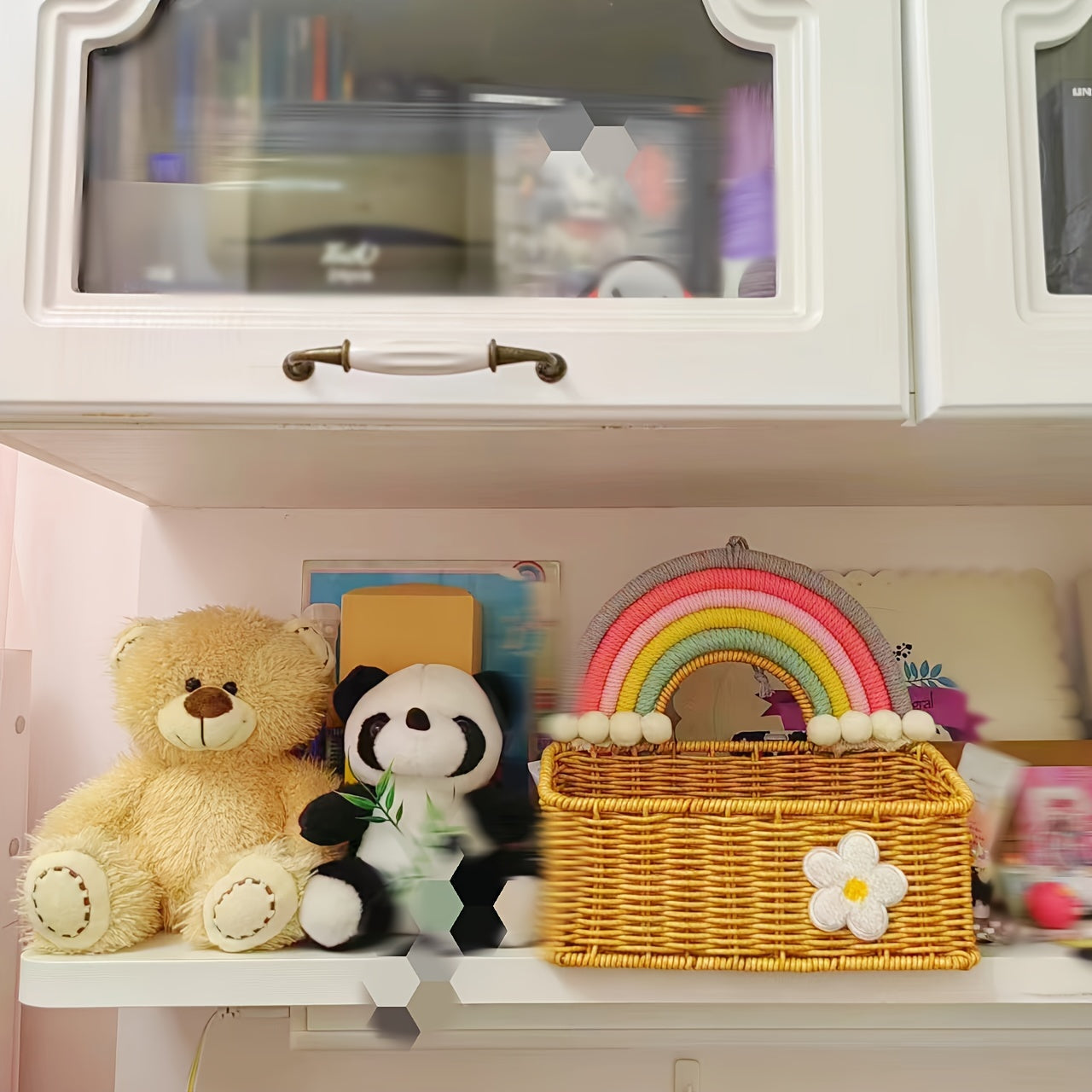 Rainbow Bamboo Basket for Snacks Cosmetics Keepsakes