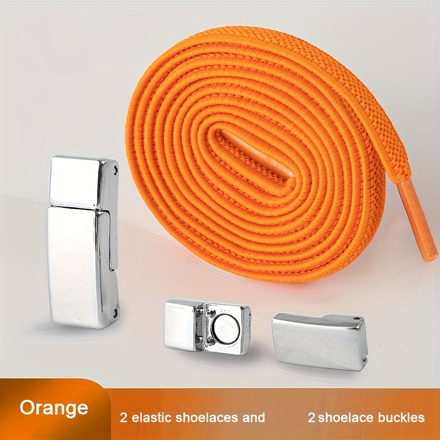 Unisex Metal Magnetic Shoelace Buckle Solid Color Elastic Lace Clip
