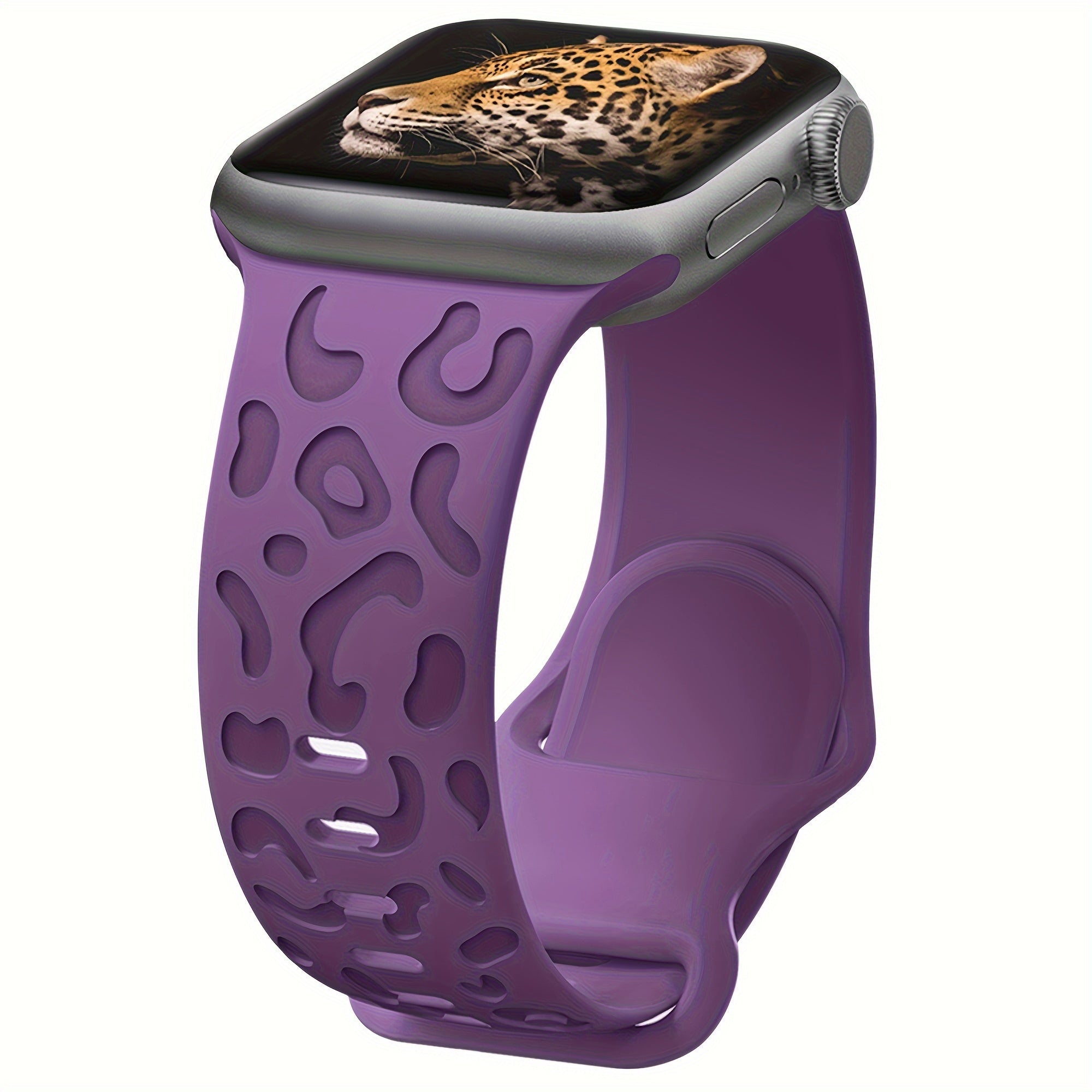 Waterproof Silicone Watch Band for IWatch Series 8 7 6 5 4 3 2 SE Leopard Engraved