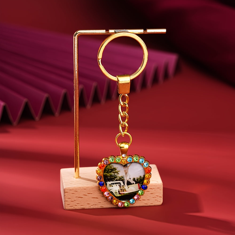 Heart-Shaped Rhinestone Keychain Vintage Boho Zinc Alloy for Gifts and Everyday Use