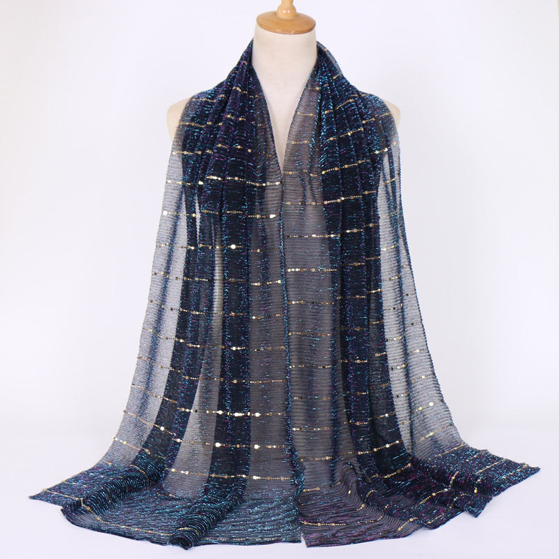 Women's Breathable Silver Metallic Shawl in Solid Color