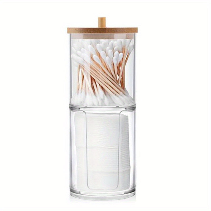 Acrylic Makeup Organizer with Window for Pads Swabs and Floss Picks