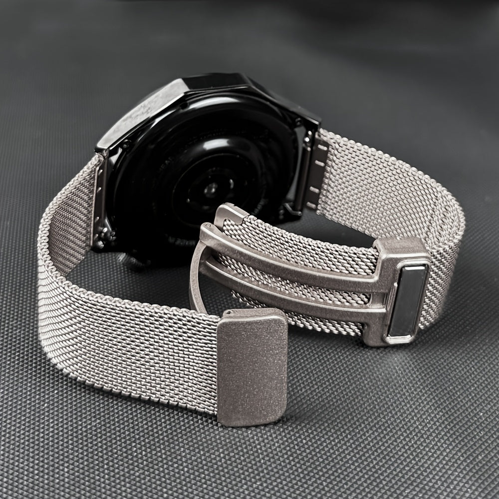 Stainless Steel Mesh Watch Strap 22mm Magnetic Snap Compatible with Samsung Galaxy Watch and Huawei Watch GT Series