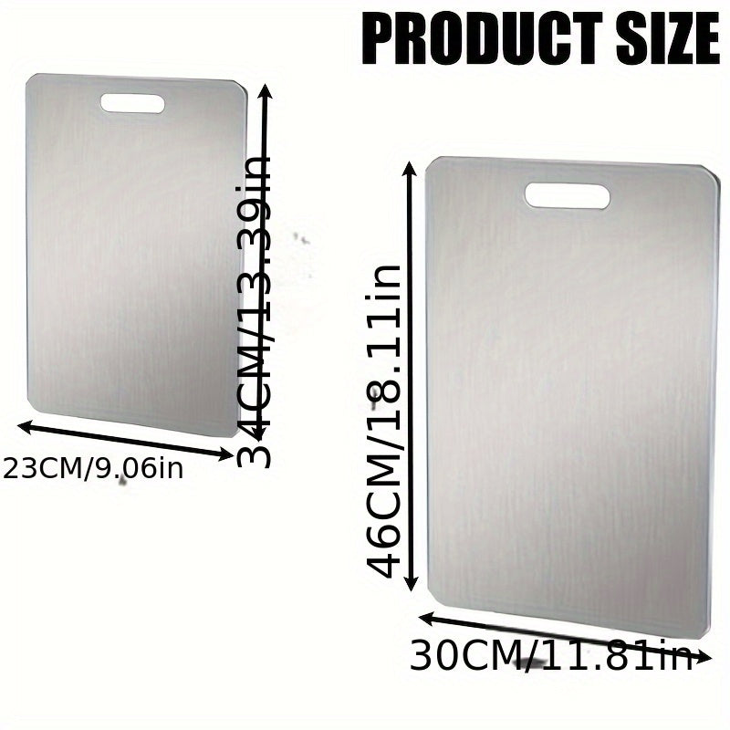 Square Stainless Steel Cutting Board Double-Sided Extra Thick for Kitchen Use