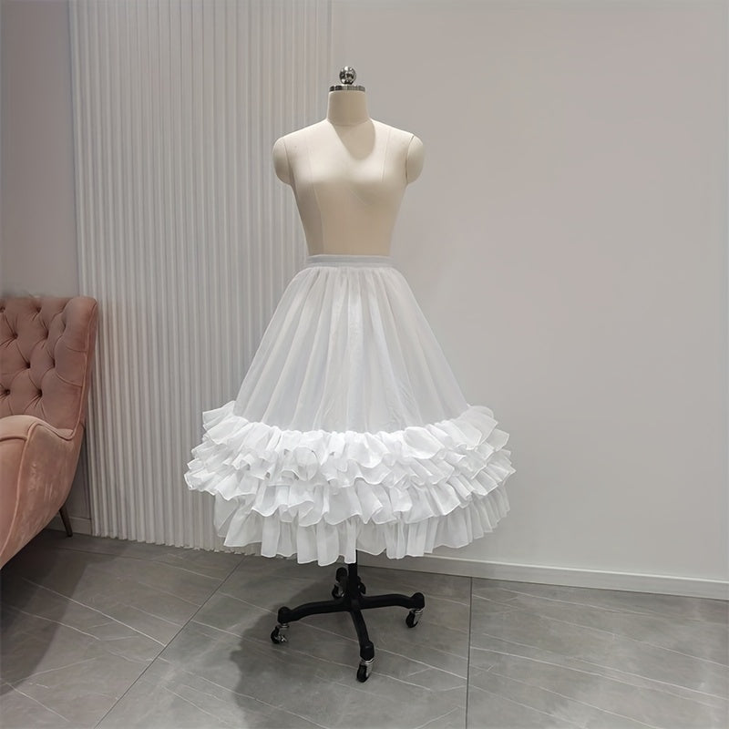 Girls Chiffon Petticoat with Stretchy Waistband 4-Layered Pleated Skirt for Princess Look