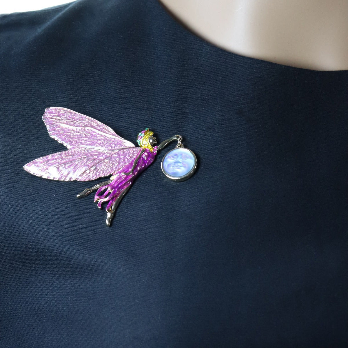 Vintage Fairy Brooch with Illusion Wings Antique Pathfinder Jewelry Pin