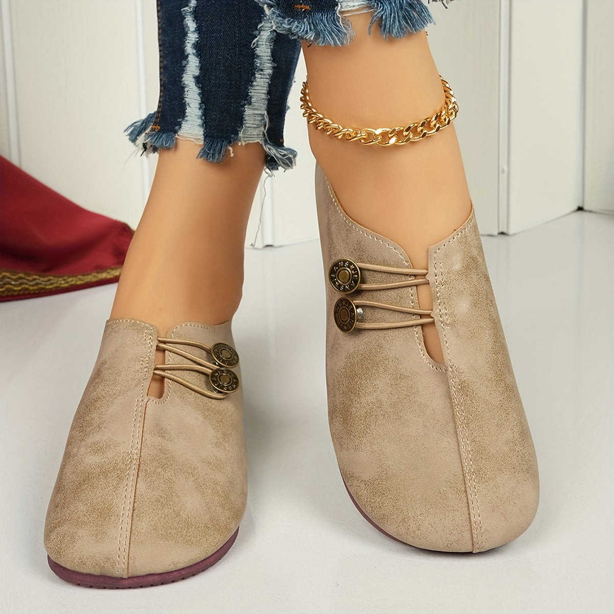 Zapatos planos de mujer de cuero cómodos y casuales en negro