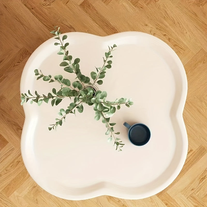 Mesa de té de plástico con estante para sala de estar, elegante y duradera