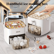 Manual Ice Maker 48-Block Portable Refrigerator with Easy-Press Lid
