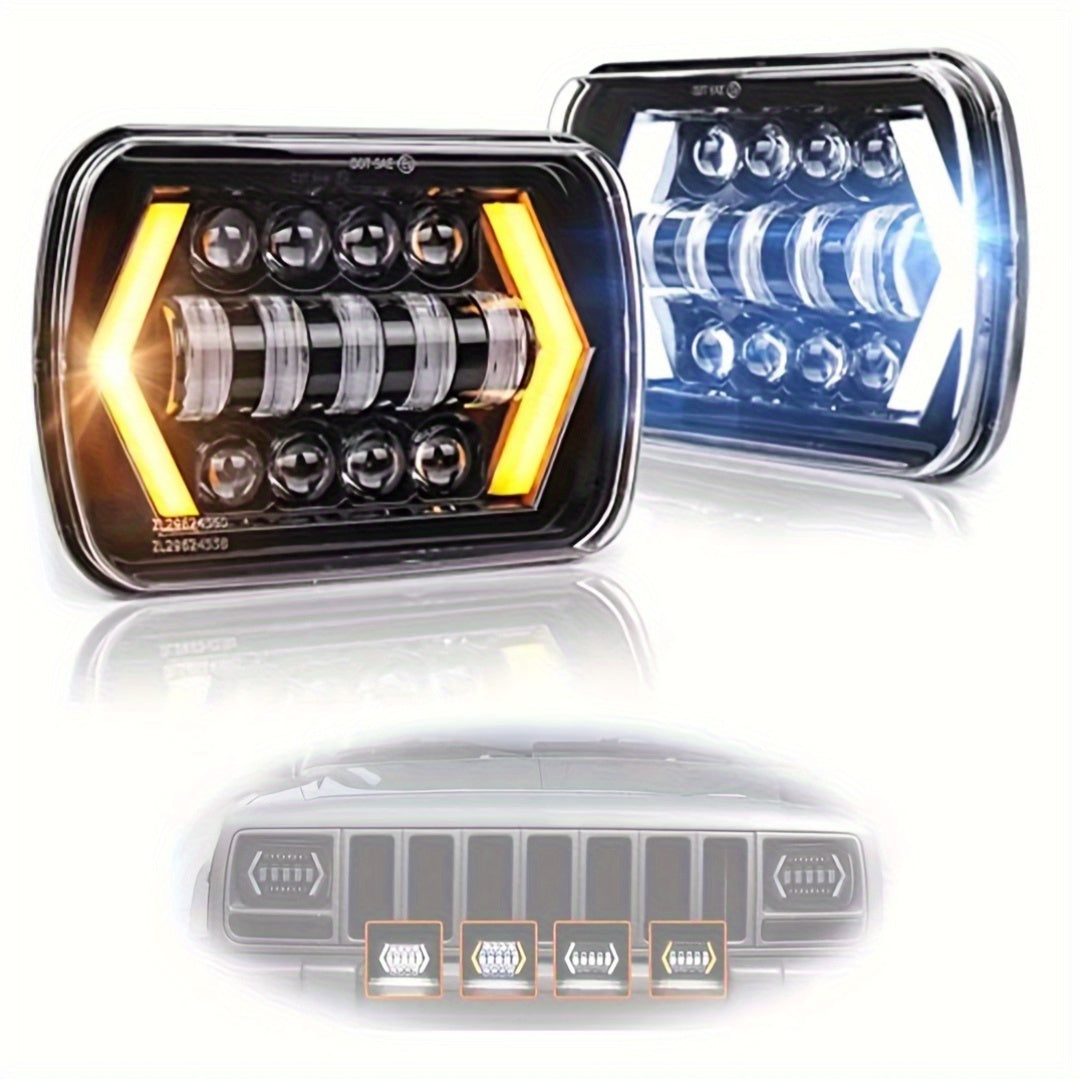 Pack de 2 faros delanteros LED de 7 pulgadas para motocicletas H4 de luces altas y bajas para coches y camiones