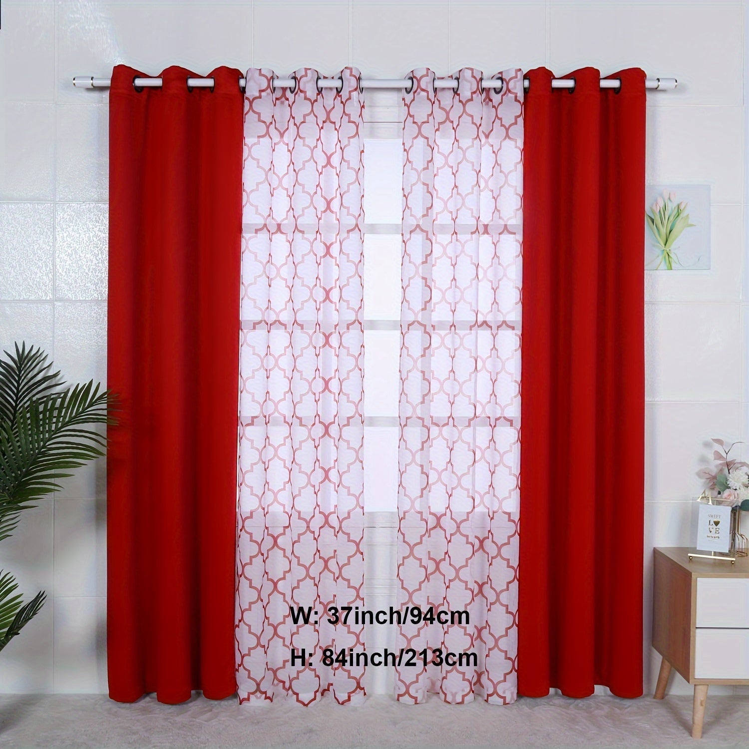 Blackout Curtains and Sheer Panels Set with Snowflake Pattern Indoor Window Decor